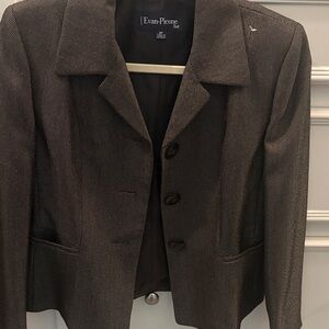 Evan Picone suit. Dark Brown metallic buttoned down suit Blazer Jacket size 6P